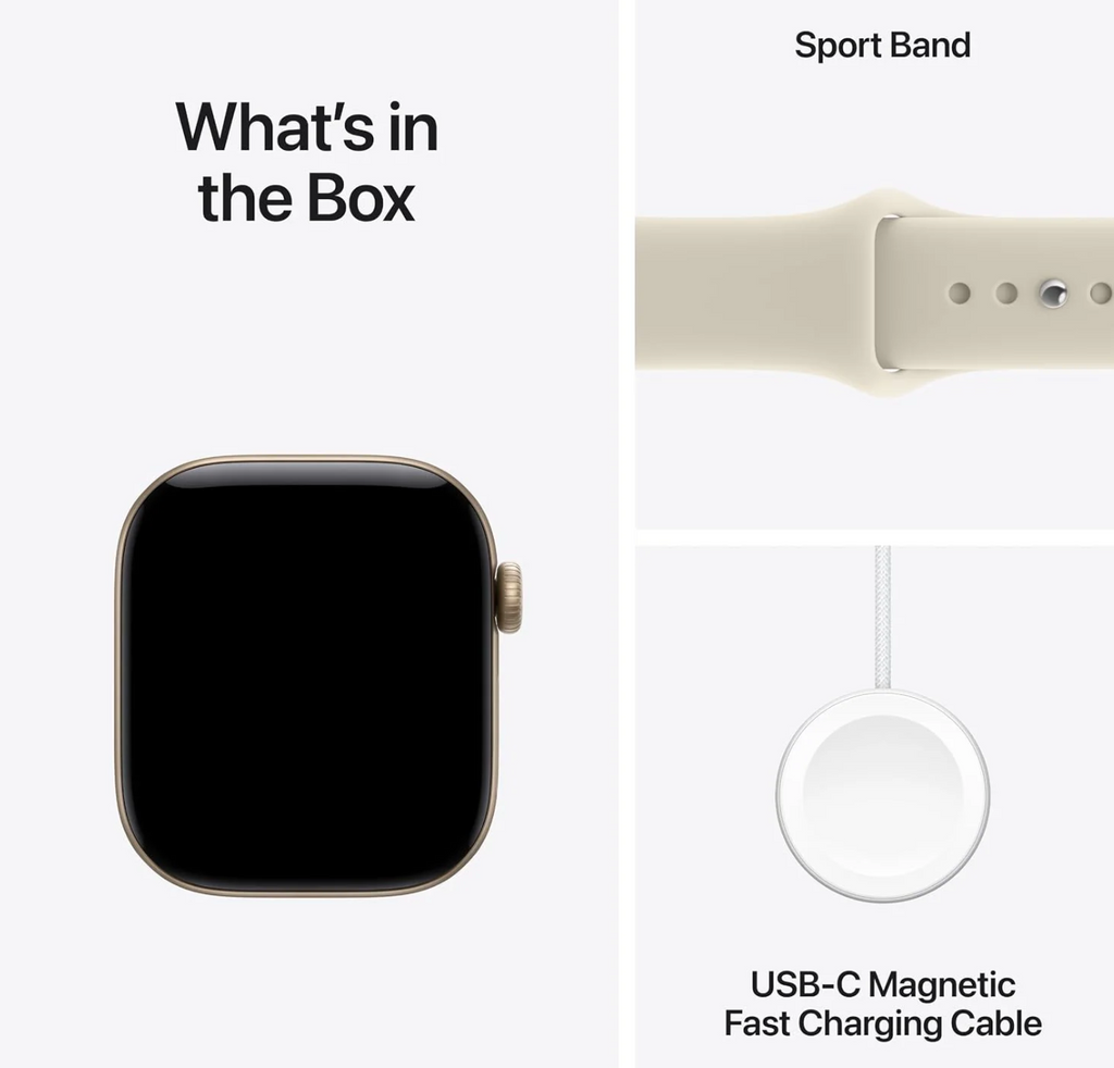 Apple Watch Series 12, 42mm, GPS, Starlight Aluminum Case with Starlight Sport Band (S/M)