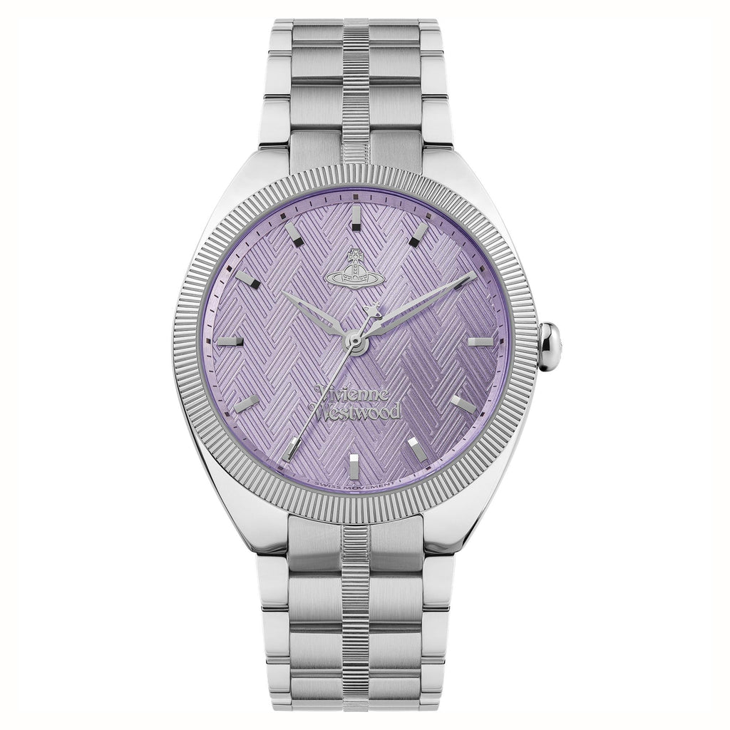 Vivienne Westwood The Mews Purple Dial Stainless Steel Bracelet Ladies Watch VV281PPSL